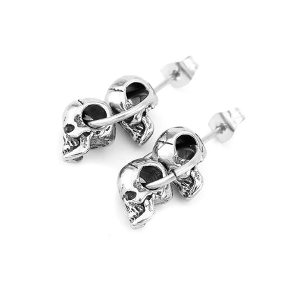 Neo-Gothic Double Skull Earrings - TripleViking