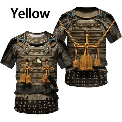 Miesten Retro Samurai Armor 3D-painettu Warrior Viking T-paita