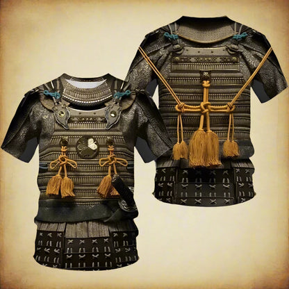 Miesten Retro Samurai Armor 3D-painettu Warrior Viking T-paita