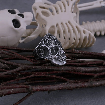 Gotische Retro Mandala Bloem Viking Skull Ring