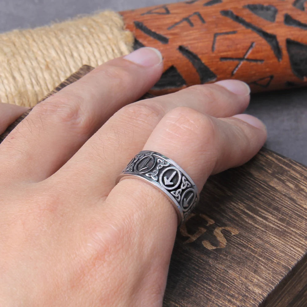 Rune Cool Stainless Steel Viking Ring