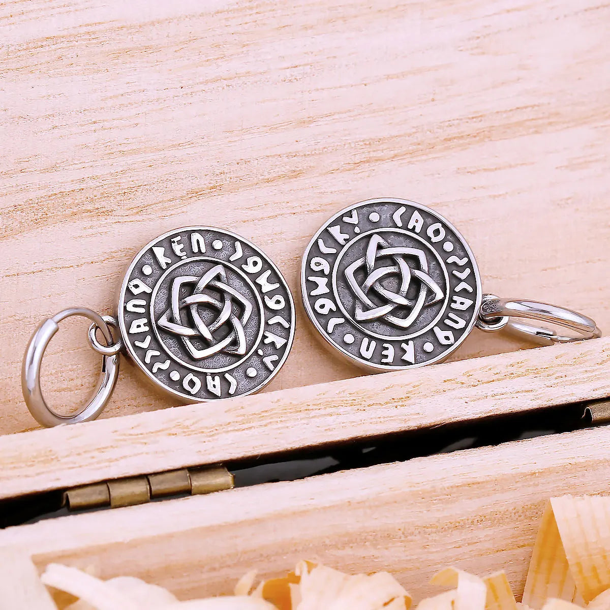 Stainless Steel Odin Drop Rune Viking Earrings