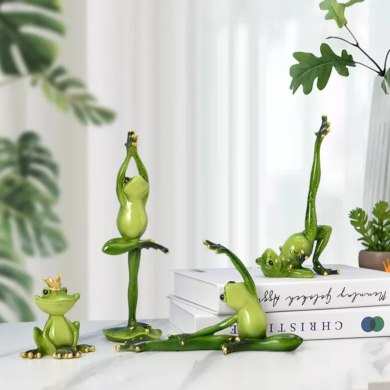 19cm Yoga Frog Roisín Figurine Ornáidí Ainmhithe Ealaíona Ceardaíocht Dealbh Decor Baile Lochlannach