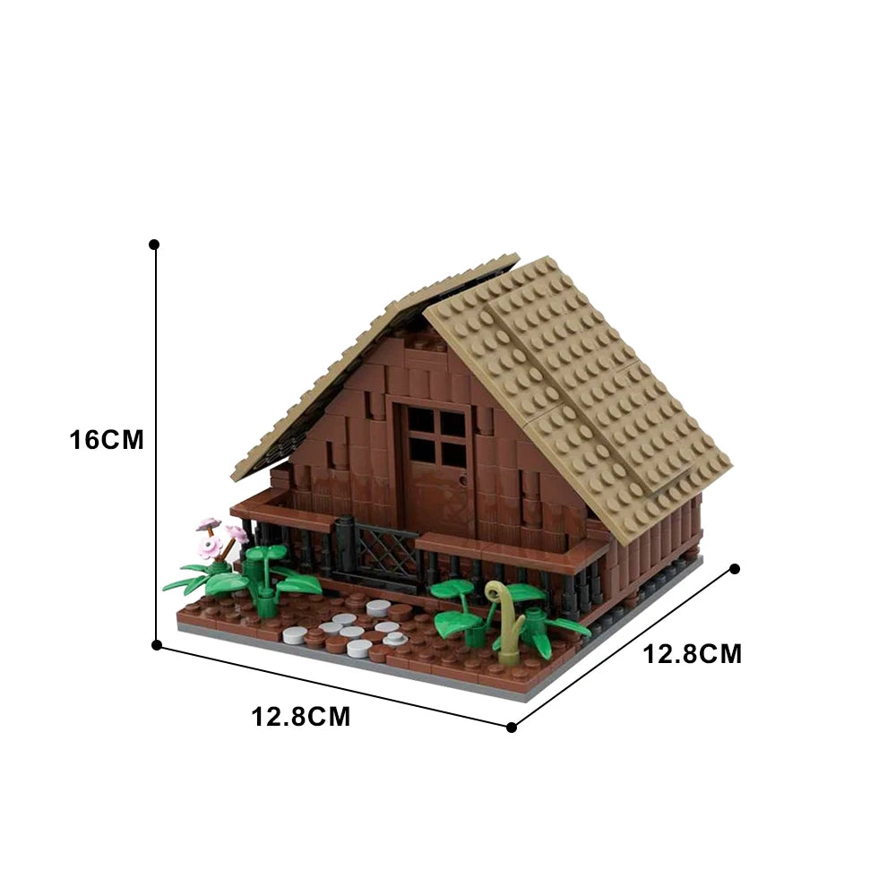 Holzhaus ohne Innenraum, mittelalterliche Wikinger-Langhaus-Bausteine