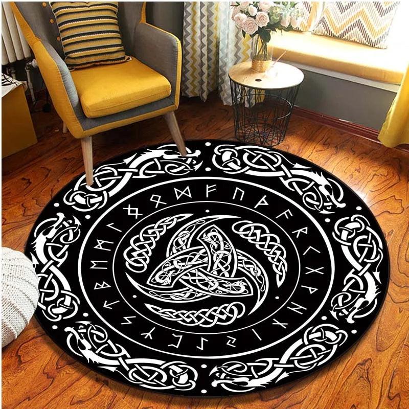 Norre Viking Pattern Circular Area Rug