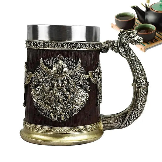 Tasse Viking en acier inoxydable et résine, whisky nordique, bière, 600ml