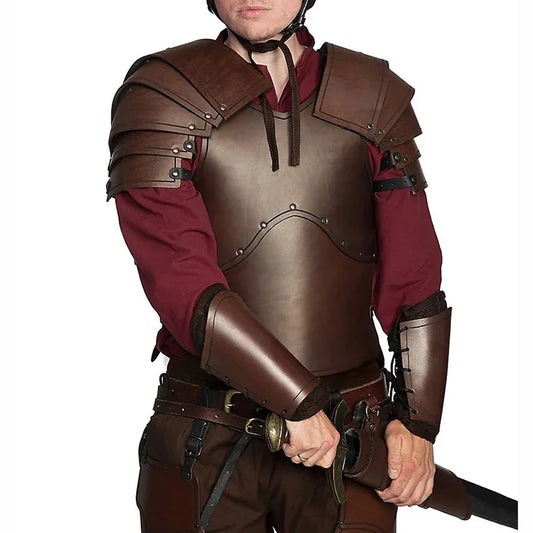 Cool Knight Body Chest Armor PU Leather Pirate Cuirass Halloween Outfit Viking Breastplate