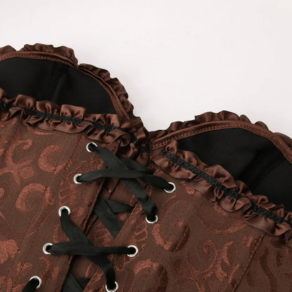 Gúna cóirséid Pirate Steampunk Barr na hEorpa Overbust Corset Le gúna Lochlannach