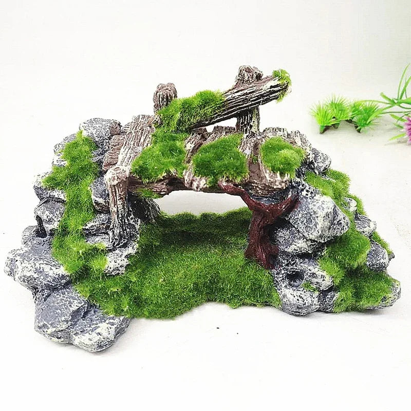 Viking Creative Moss Rockery Shape Fish Tank Ornaments Decoration