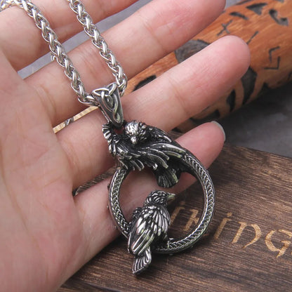 Odin Huginn and Muninn Necklace - TripleViking