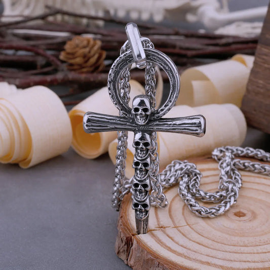 Retro Skull Cross With Collar Viking Necklace