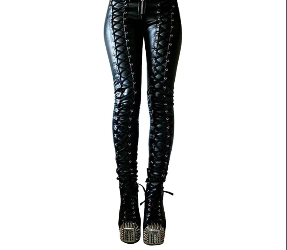 Women Viking Leather Pencil Pants