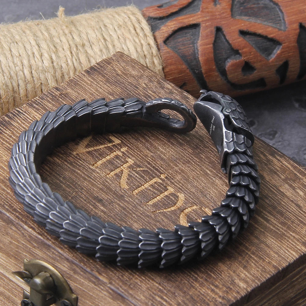 Black Snake Chain Bracelet Hip Hop Charm Biker Viking Bracelet