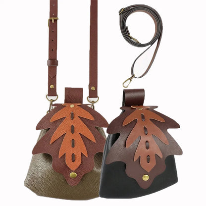 Bolso vikingo con cinturón plegable de hoja de cuero PU