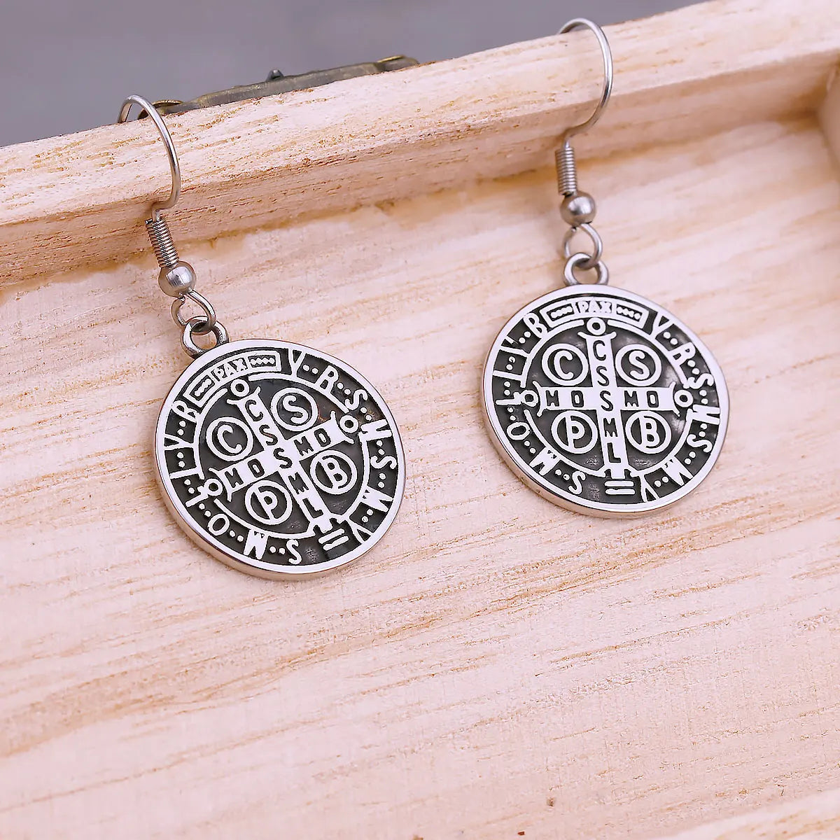 Viking Fashion Religious Cross CSPB Drop Earrings