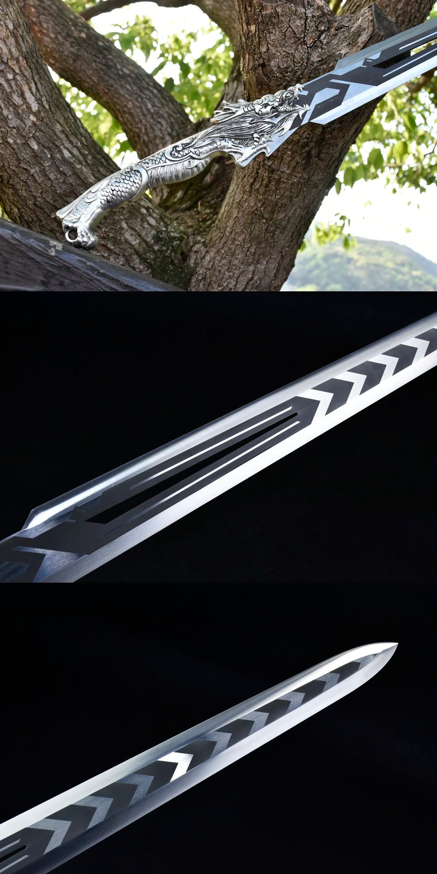 78cm Stainless Steel Dragon Handle Battle Warrior Metal Viking Sword