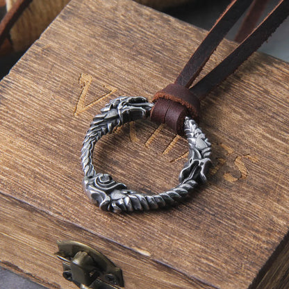 Collar vikingo del dragón nórdico Ouroboros del infinito gótico