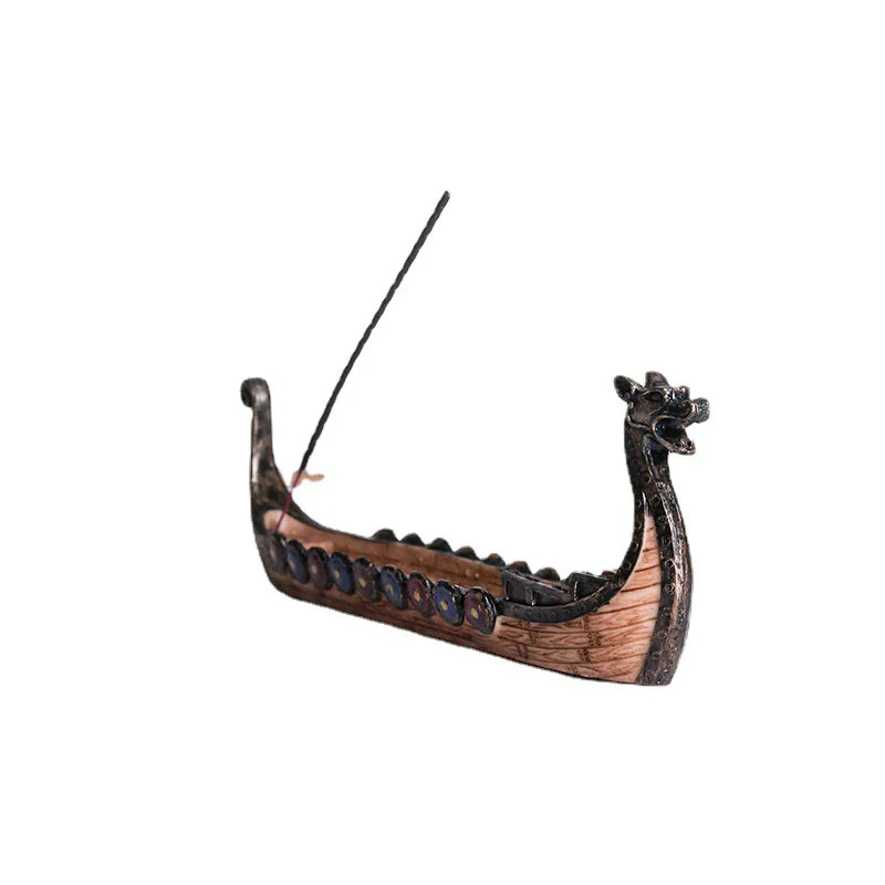 Hand Carved Retro Resin Viking Dragon Boat