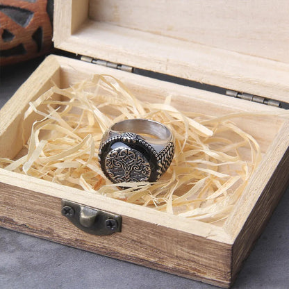 Luxury Carved Tree of Life Ring - TripleViking