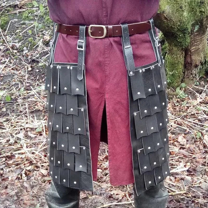 Viking Knight Pirate Leather Battle Skirt Scale Leg Armor
