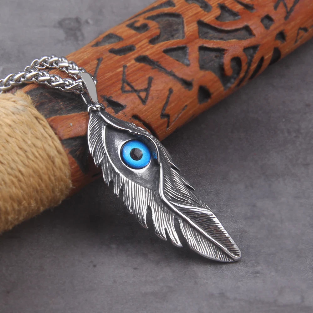 Feather Eagle Eye Claw Pendant Viking Necklace