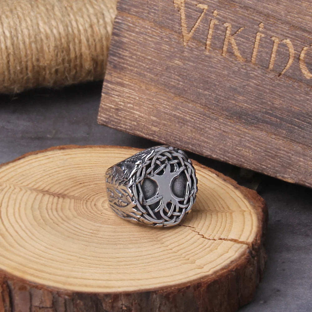 Nordic Tree of Life Signet Viking Ring