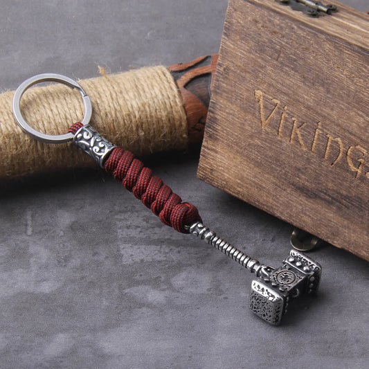 Thor's Hammer Survival Rope Viking Keychain