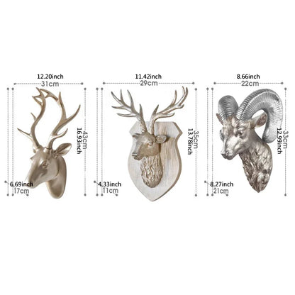 European Resin Craft Animal Deer Head Fíl Hangandi Stereo Creative Viking Home Decor