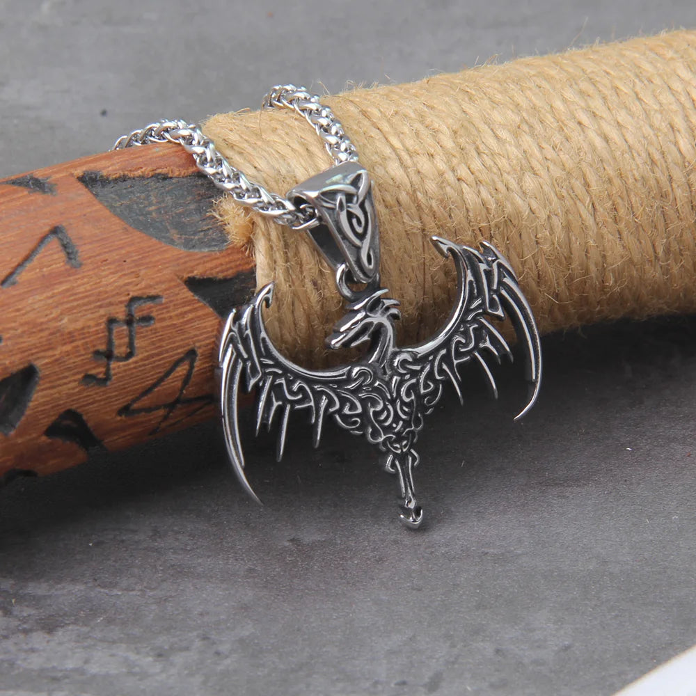 Gothic Punk Dragon Viking Necklace