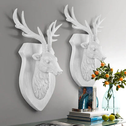 European Resin Craft Animal Deer Head Fíl Hangandi Stereo Creative Viking Home Decor