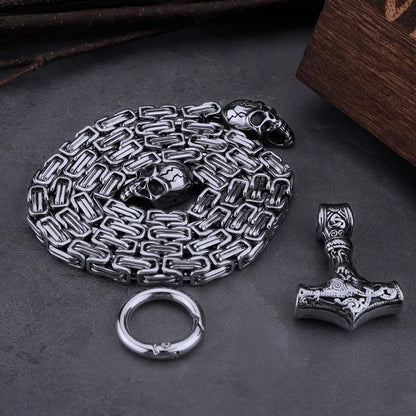 Skull Thor's Hammer Necklace - TripleViking