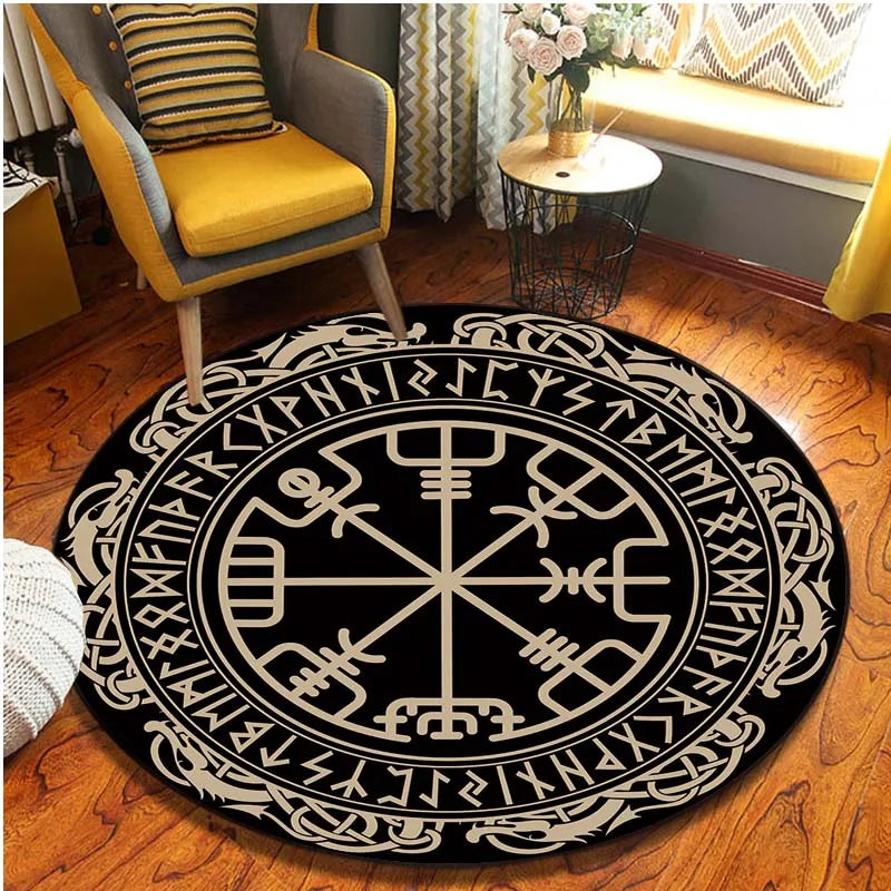 Norre Viking Pattern Circular Area Rug