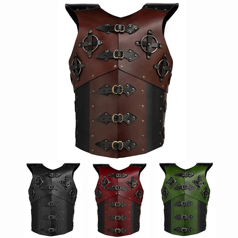 Rivet Buckle Armor Viking Warrior Knight Lädersele Pauldrons Battle Breastplate