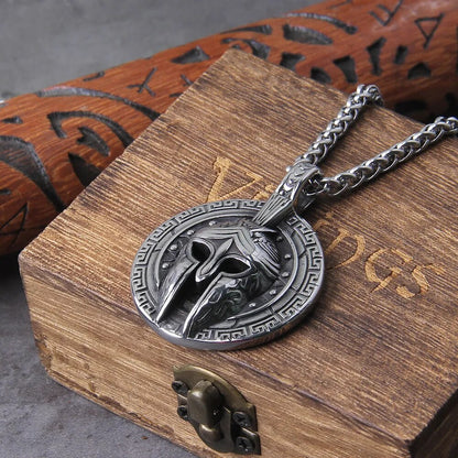 Ancient Warrior Spartan Shield Necklace - TripleViking