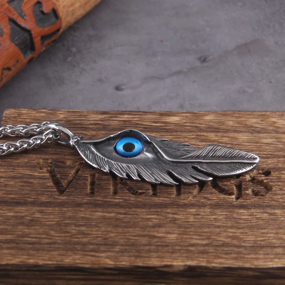 Feather Eagle Eye Claw Pendant Viking Necklace