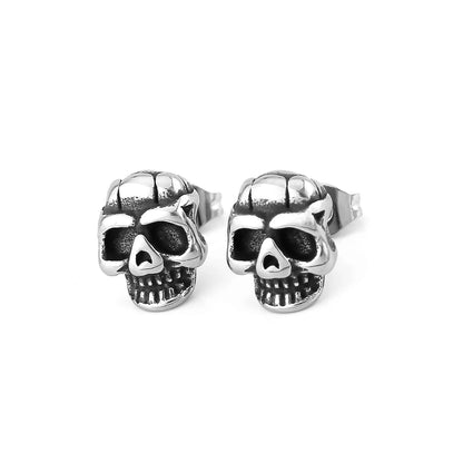 Viking New og Cool Fashion Punk Skull Stud øredobber