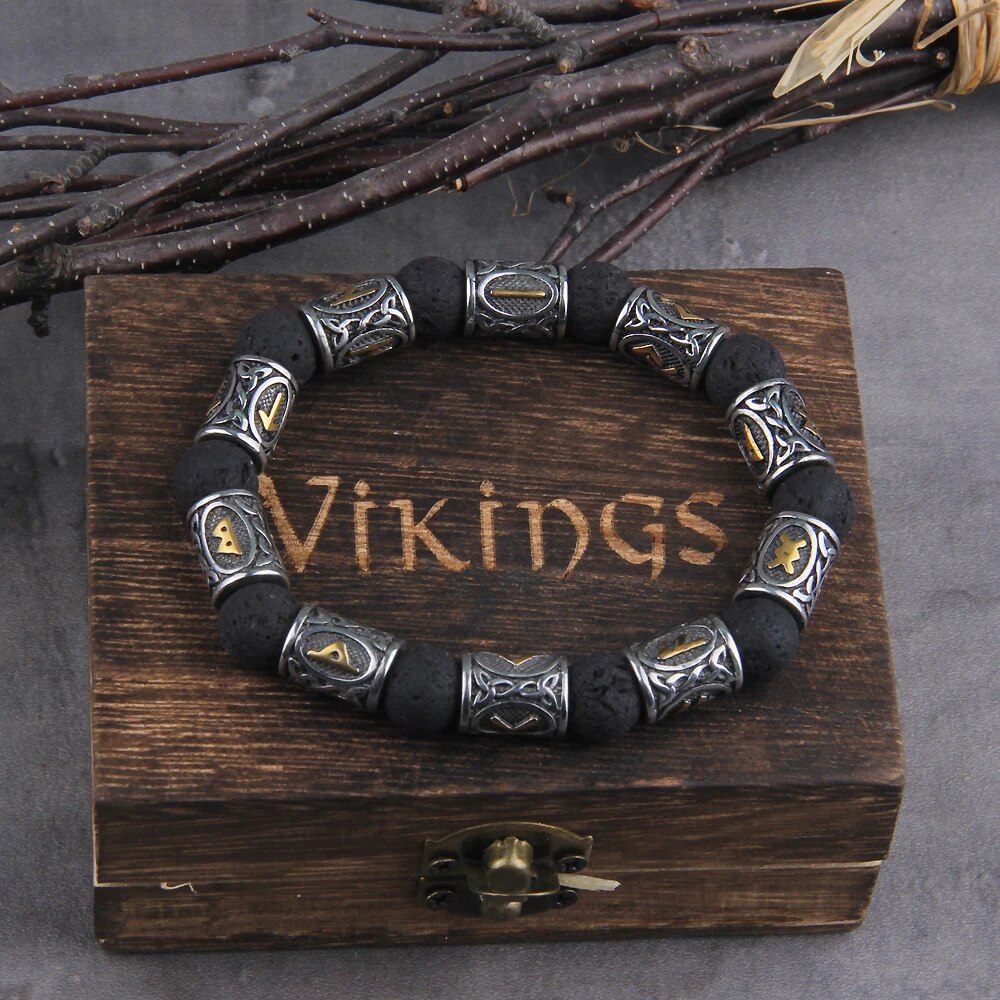 Runes Beads Men Bracelet - TripleViking