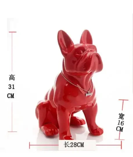 Ceramic Bulldog Dog Statue Craft Objects Ornament Animal Figurine Viking Home Decor