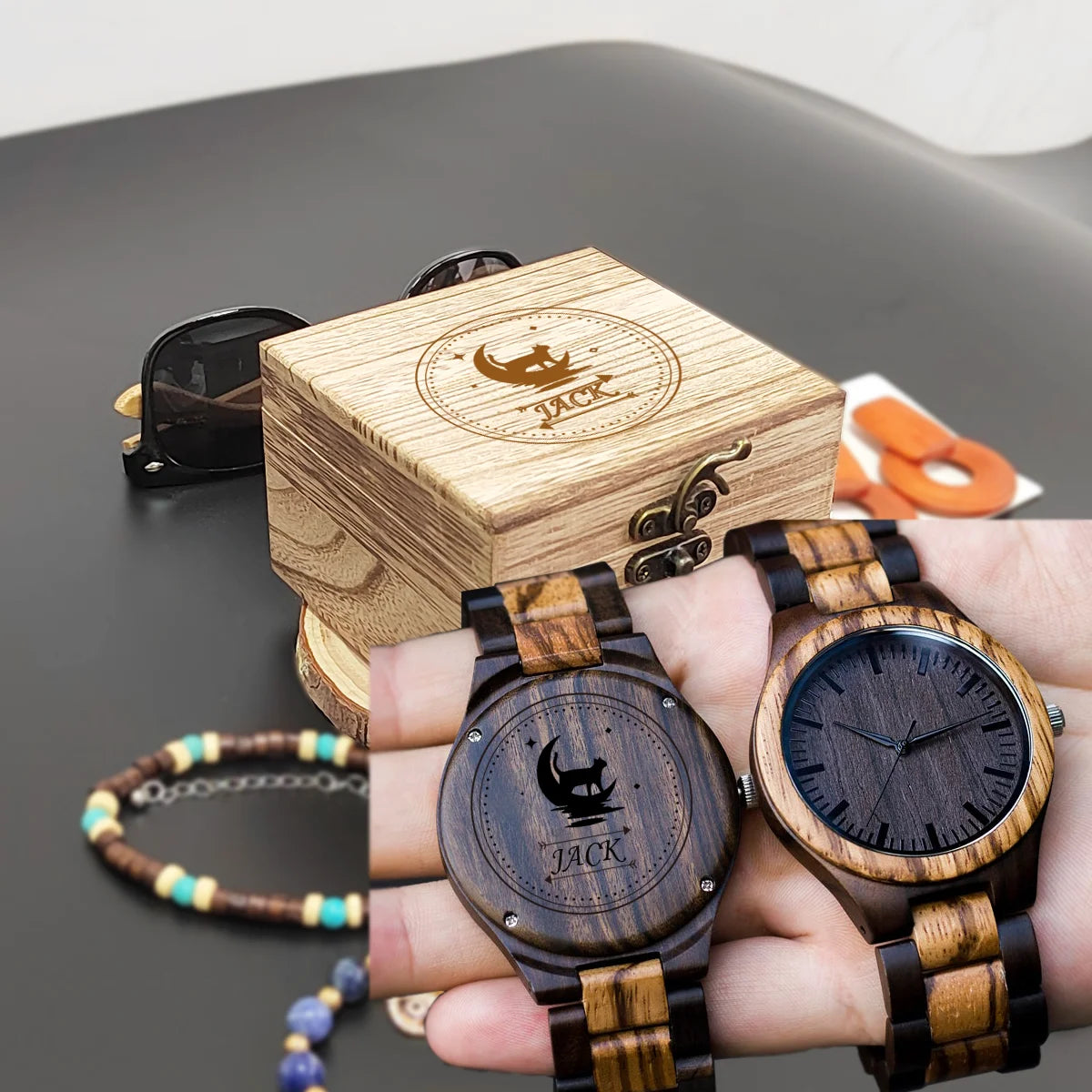 Relojes personalizados de madera grabados frescos Reloj vikingo de madera personalizado