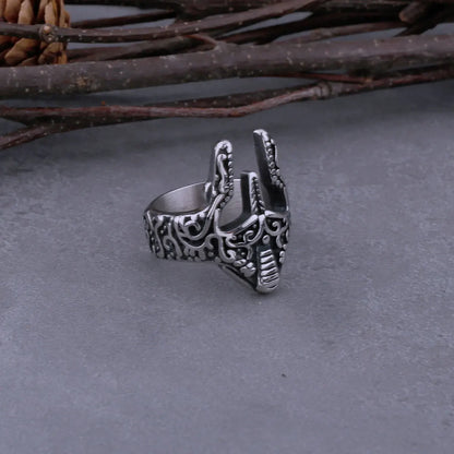 Bague Viking avec masque de guerrier spartiate rétro