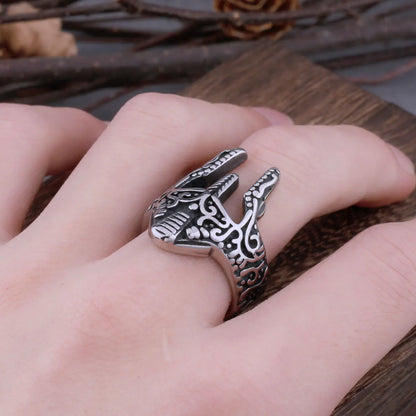 Bague Viking avec masque de guerrier spartiate rétro