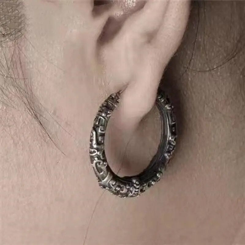 Engraved Beast Hoop Earrings - TripleViking