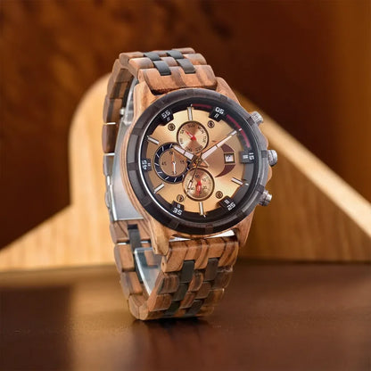 Motejubileum bryllupsdag gave gravert Custom Wood Viking Watch