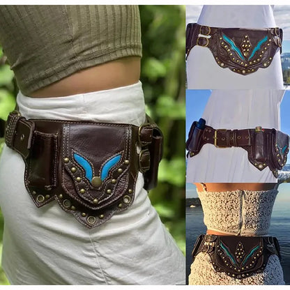 Cinto de quadril ajustável Bohemian Viking Bolsa Pacote de cintura com bolso para festival