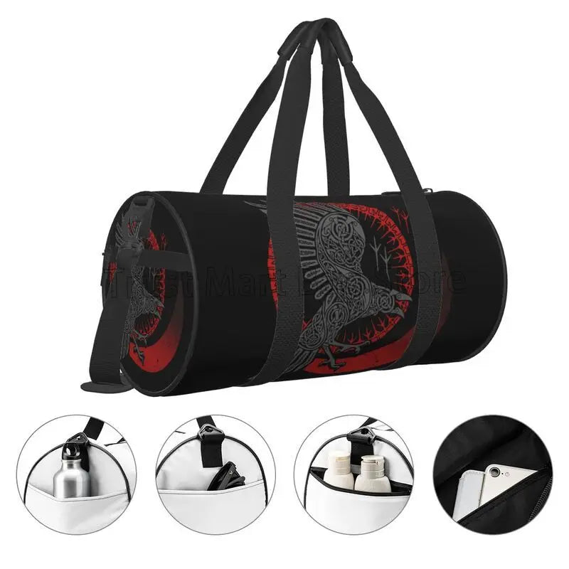 Travel Gym Sports Weekender Overnight Duffel Norse Raven Viking Bag